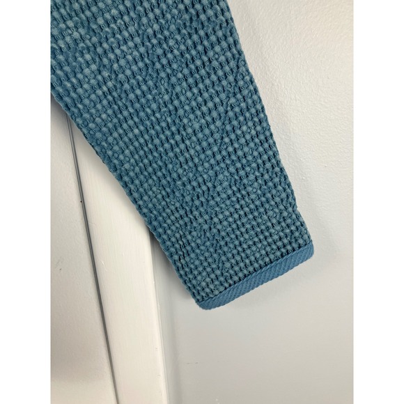 Signals Waffle Knit Collarless Button Front Jacket Blue Size Medium - Picture 4 of 11